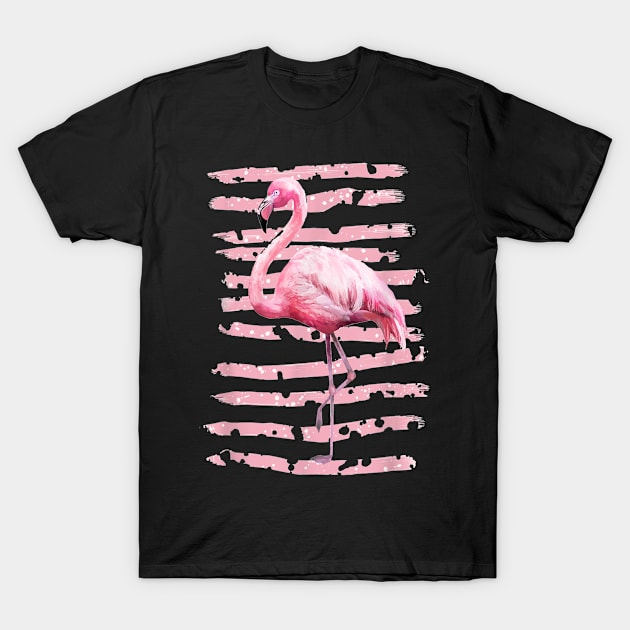 Flamingo and Tropical Summer Geometric Design T-Shirt by Ortizhw